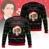 Hooktab All I Want For Christmas Is Timothée Chalamet Ugly Christmas Sweater