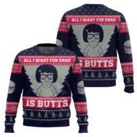 Hooktab All I Want For Xmas Is Butts Bob's Burgers Ugly Christmas Sweater