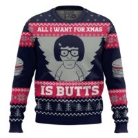 Hooktab All I Want For Xmas Is Butts Bob's Burgers Ugly Christmas Sweater