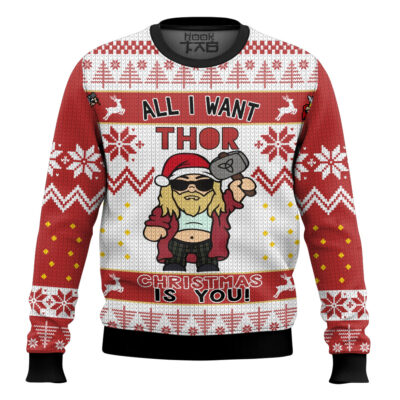 All I Want Thor Christmas Is You Marvel Ugly Christmas Sweater