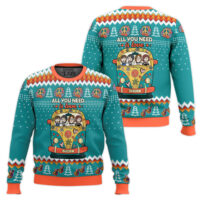Hooktab All You Need Is Love Hippie The Beatles Ugly Christmas Sweater