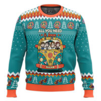 Hooktab All You Need Is Love Hippie The Beatles Ugly Christmas Sweater