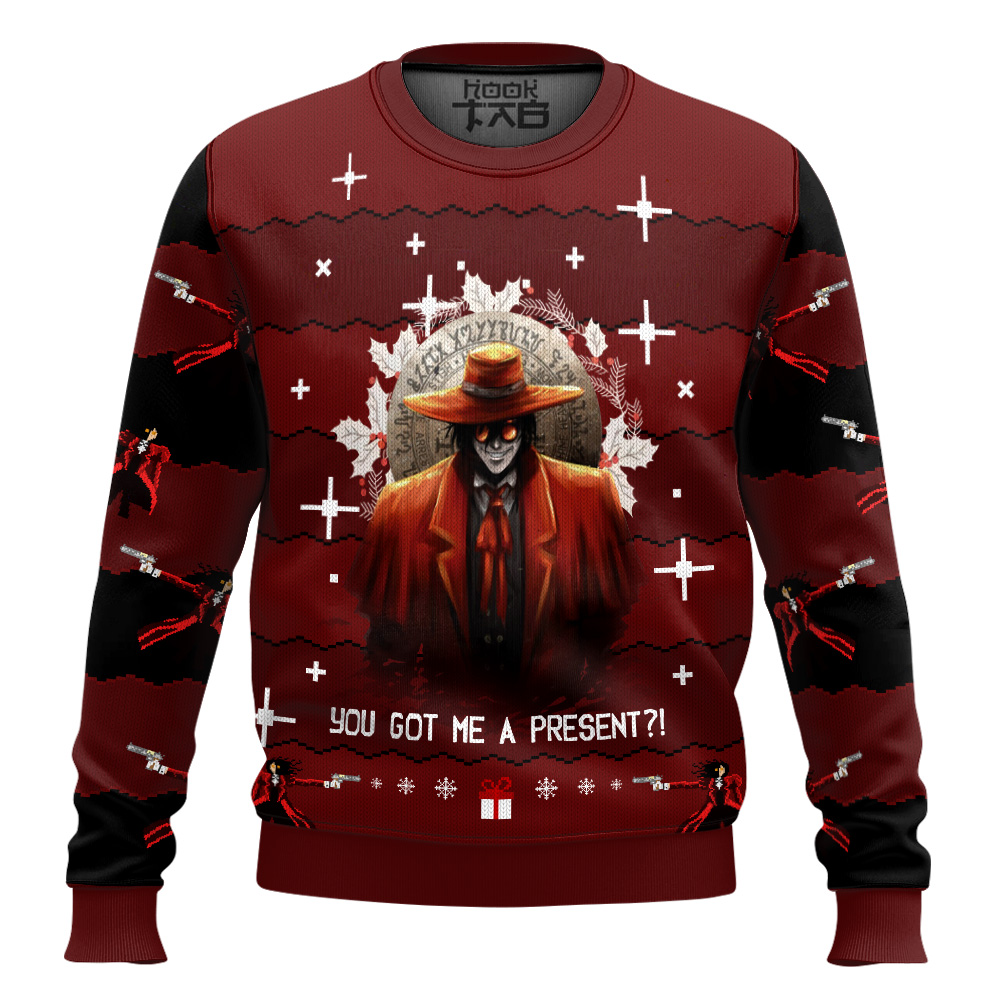 Hooktab Alucard "You Got Me A Present?" Hellsing Ugly Christmas Sweater Hooktab Alucard "You Got Me A Present?" Hellsing Ugly Christmas Sweater