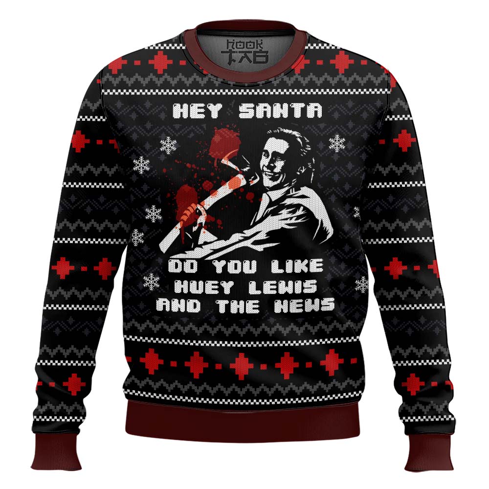 Hooktab American Santa American Psycho Ugly Christmas Sweater Hooktab American Santa American Psycho Ugly Christmas Sweater