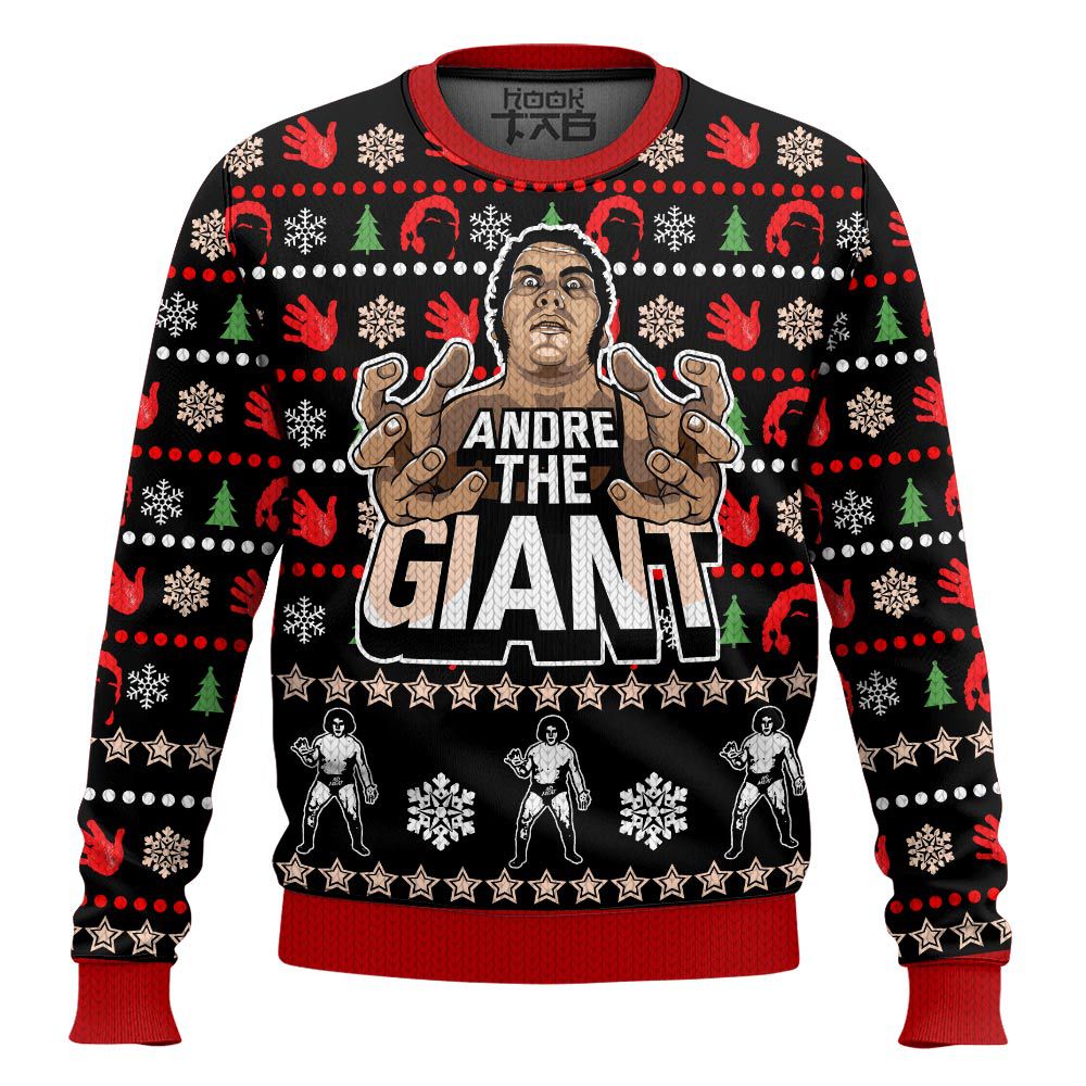 Hooktab Andre The Giant WWE Ugly Christmas Sweater Hooktab Andre The Giant WWE Ugly Christmas Sweater
