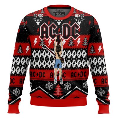 Angus Young Hold Lightning AC/DC Ugly Christmas Sweater