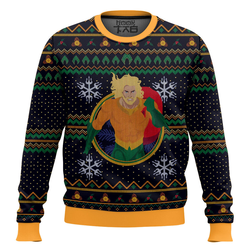 Hooktab Aquaman DC Ugly Christmas Sweater Hooktab Aquaman DC Ugly Christmas Sweater