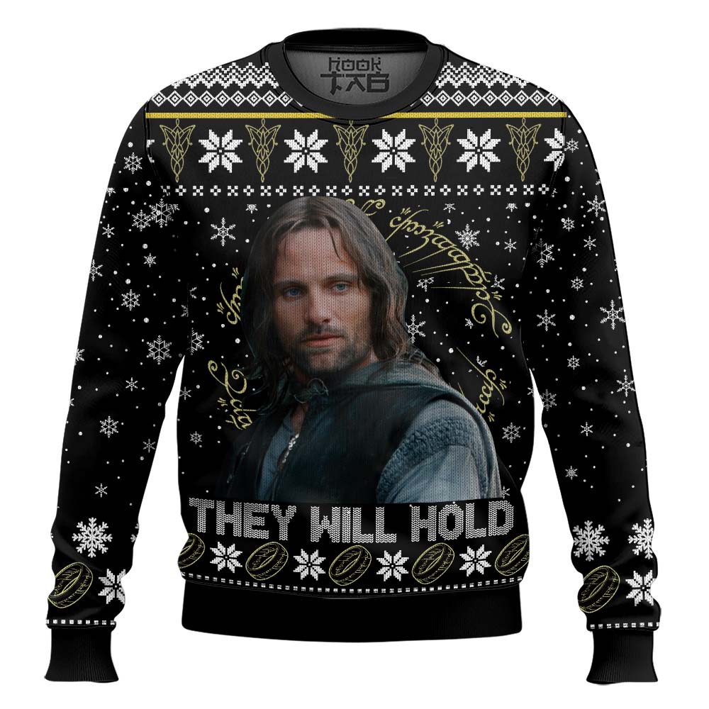 Hooktab Aragorn They Will Hold The Lord Of The Rings Ugly Christmas Sweater Hooktab Aragorn They Will Hold The Lord Of The Rings Ugly Christmas Sweater