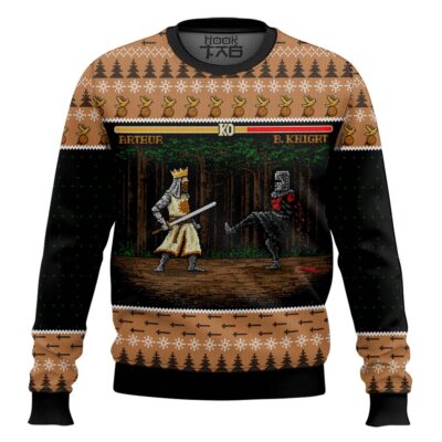 Arthur Vs Black Knight Pixel Monty Python Ugly Christmas Sweater