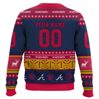 Hooktab Atlanta Braves – Custom Name And Number Ugly Sweater