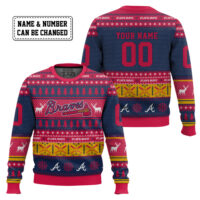 Hooktab Atlanta Braves - Custom Name And Number Ugly Sweater