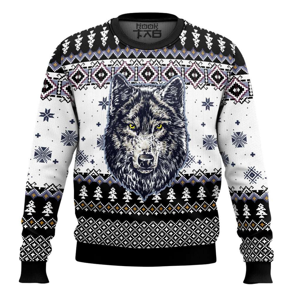 Hooktab Awesome Wolf Ugly Christmas Sweater Hooktab Awesome Wolf Ugly Christmas Sweater