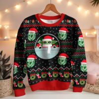 Hooktab Baby Yoda And Mandalorian Star Wars Ugly Christmas Sweater