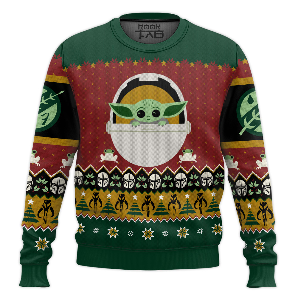 Hooktab Baby Yoda Grogu Star Wars Ugly Christmas Sweater Hooktab Baby Yoda Grogu Star Wars Ugly Christmas Sweater