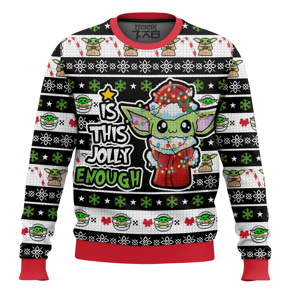 Hooktab Baby Yoda Is This Jolly Enoguh Star Wars Ugly Christmas Sweater Hooktab Baby Yoda Is This Jolly Enoguh Star Wars Ugly Christmas Sweater