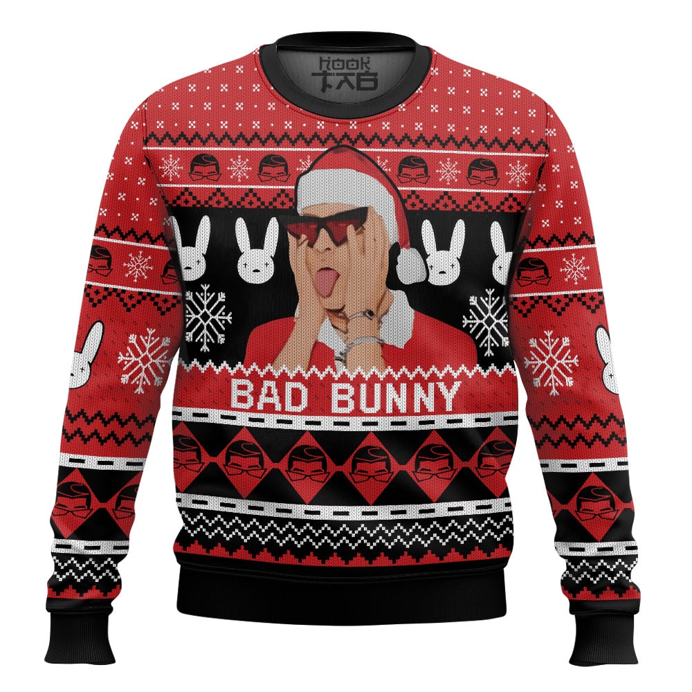Hooktab Bad Bunny Ugly Christmas Sweater Hooktab Bad Bunny Ugly Christmas Sweater