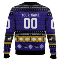 Hooktab Baltimore Ravens - Custom Name And Number Ugly Sweater