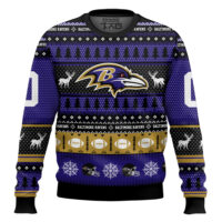 Hooktab Baltimore Ravens - Custom Name And Number Ugly Sweater