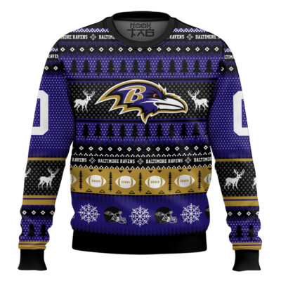 Baltimore Ravens - Custom Name And Number Ugly Sweater
