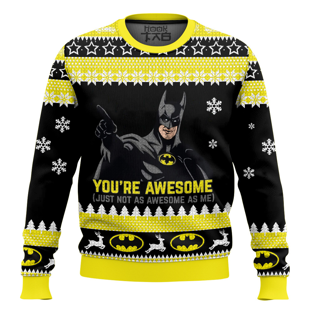 Hooktab Batman You're Awesome Ugly Christmas Sweater Hooktab Batman You're Awesome Ugly Christmas Sweater