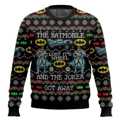 Batmobile Lost Its Wheel And Joker Got Away Ugly Christmas Sweater
