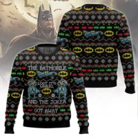 Hooktab Batmobile Lost Its Wheel And Joker Got Away Ugly Christmas Sweater