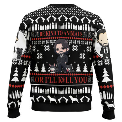 Hooktab Be Kind To Animals John Wick Ugly Christmas Sweater