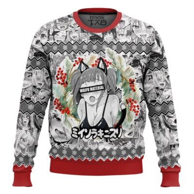 Beastgirl Waifu Material Ahegao Ugly Christmas Sweater
