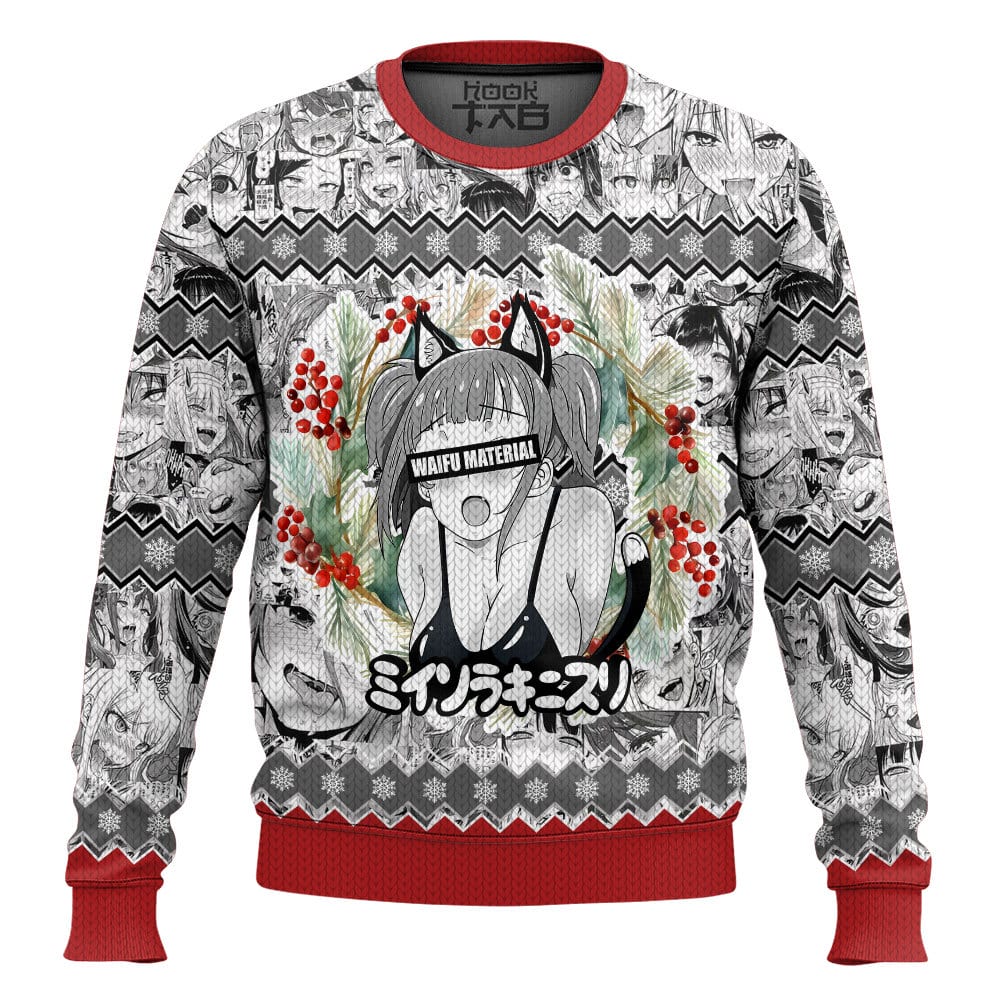 Hooktab Beastgirl Waifu Material Ahegao Ugly Christmas Sweater Hooktab Beastgirl Waifu Material Ahegao Ugly Christmas Sweater