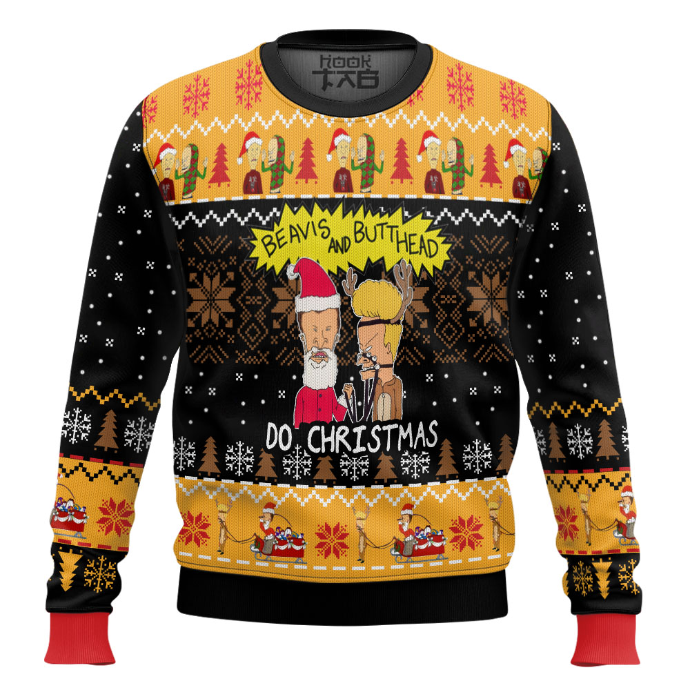 Hooktab Beavis And Butt-head Do Chistmas Ugly Christmas Sweater Hooktab Beavis And Butt-head Do Chistmas Ugly Christmas Sweater