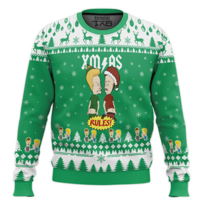 Beavis And Butt-head Xmas Rules Ugly Christmas Sweater