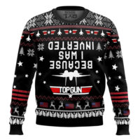 Hooktab Because I Was Inverted Top Gun Ugly Christmas Sweater