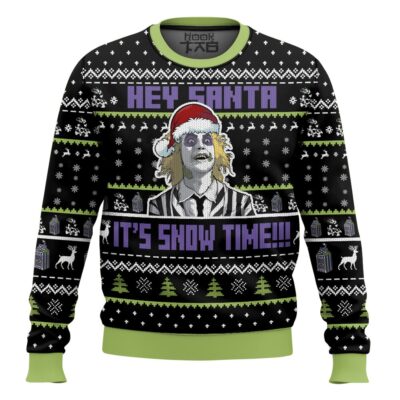 Beetlejuice Hey Santa It Snowtime Ugly Christmas Sweater