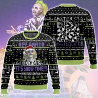 Hooktab Beetlejuice Hey Santa It Snowtime Ugly Christmas Sweater