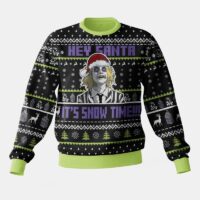 Hooktab Beetlejuice Hey Santa It Snowtime Ugly Christmas Sweater