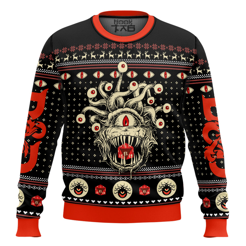 Hooktab Beholder Dungeons & Dragons Ugly Christmas Sweater Hooktab Beholder Dungeons & Dragons Ugly Christmas Sweater