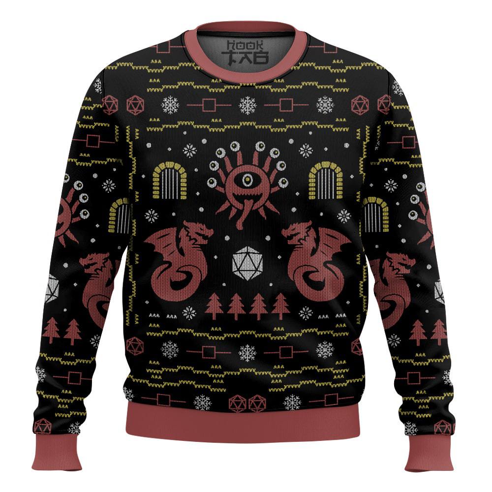 Hooktab Beholder Encounter Dungeons & Dragons Ugly Christmas Sweater Hooktab Beholder Encounter Dungeons & Dragons Ugly Christmas Sweater