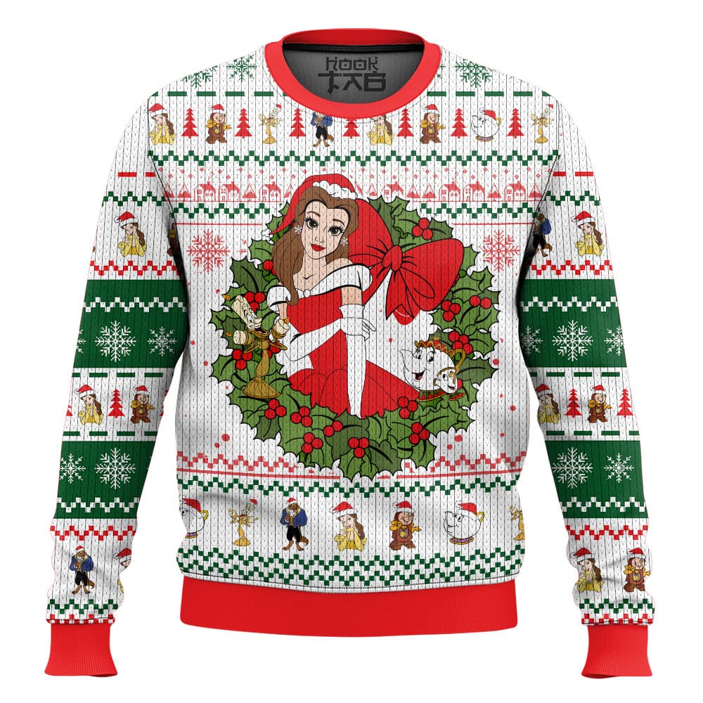 Hooktab Bella Beauty And The Beast Ugly Christmas Sweater Hooktab Bella Beauty And The Beast Ugly Christmas Sweater