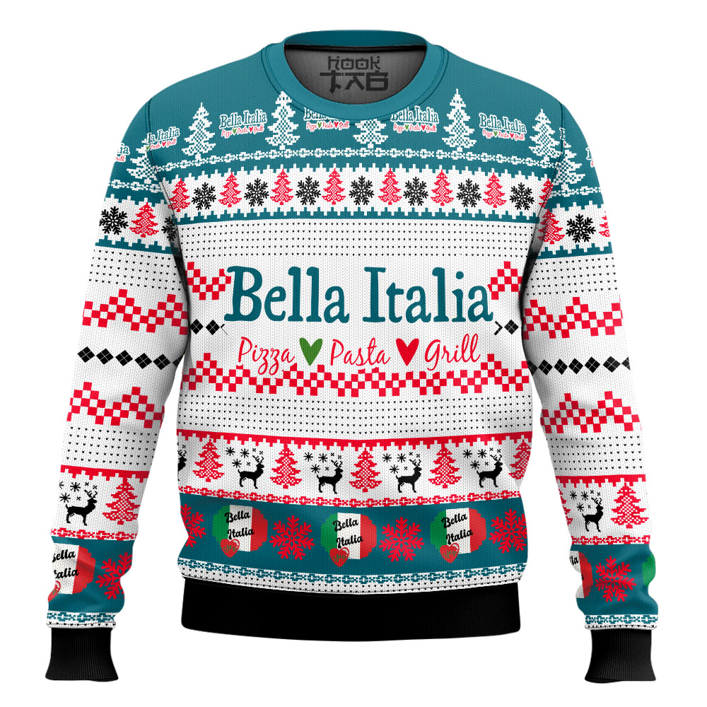 Hooktab Bella Italia Ugly Christmas Sweater Hooktab Bella Italia Ugly Christmas Sweater
