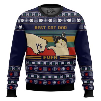 Best Cat Dad Ever Ugly Christmas Sweater