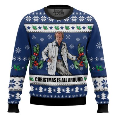 Billy Mack Christmas Is All Around Love Actually Ugly Christmas Sweater