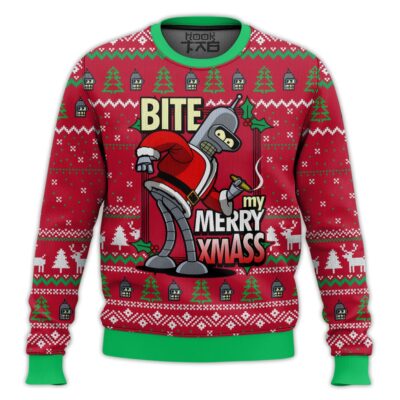 Bite My Merry Xmass Futurama Ugly Christmas Sweater