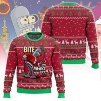 Hooktab Bite My Merry Xmass Futurama Ugly Christmas Sweater