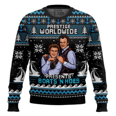 Black Boats 'N Hoes Step Brothers Ugly Christmas Sweater