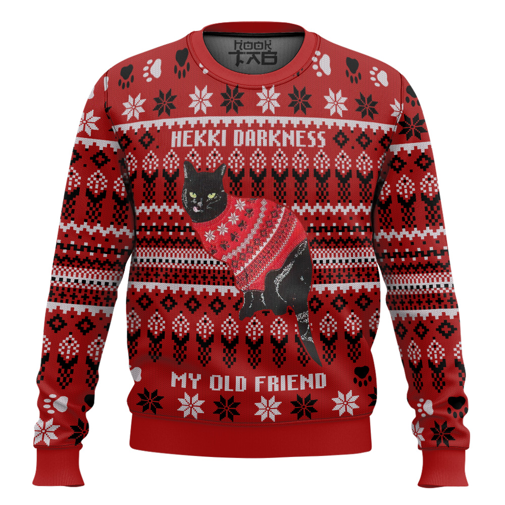 Hooktab Black Cat Hekki Darkness My Old Friend Ugly Christmas Sweater Hooktab Black Cat Hekki Darkness My Old Friend Ugly Christmas Sweater