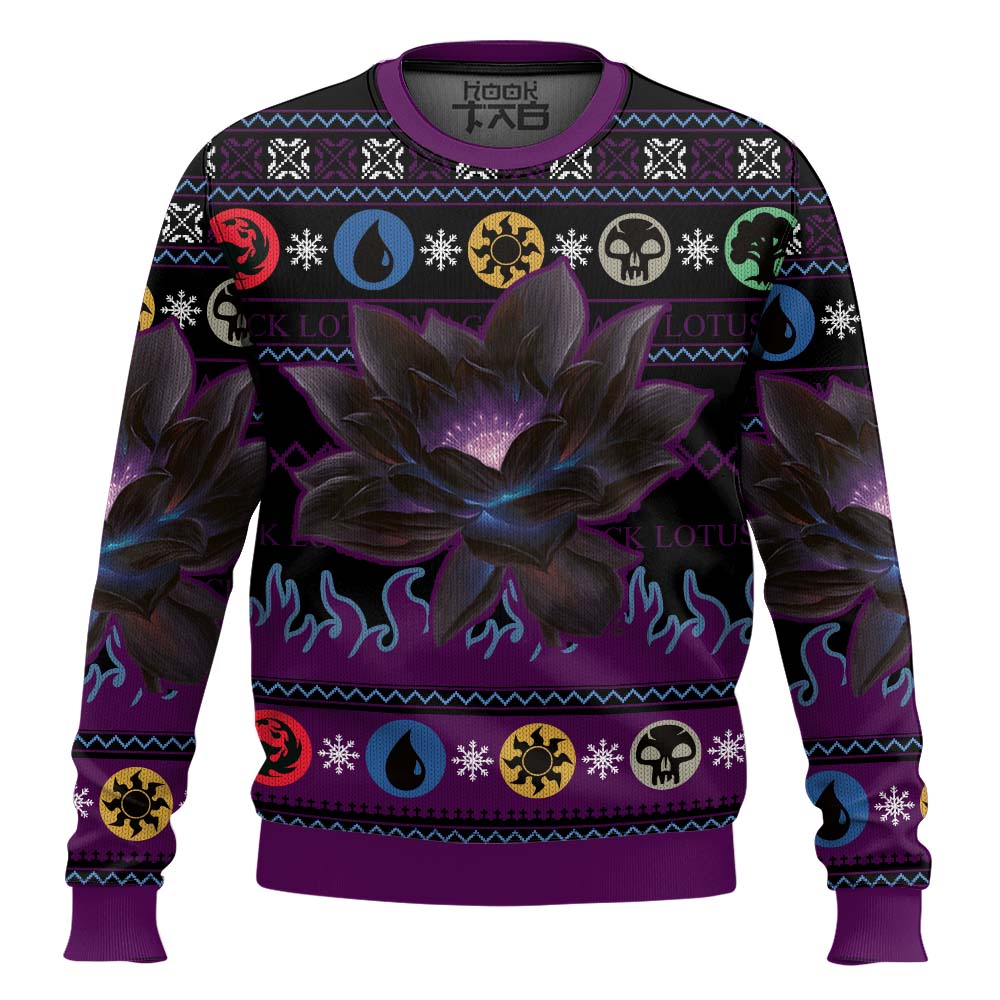 Hooktab Black Lotus Magic The Gathering Ugly Christmas Sweater Hooktab Black Lotus Magic The Gathering Ugly Christmas Sweater