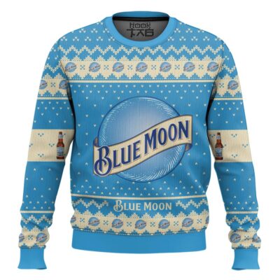 Blue Moon Belgian Beer Ugly Christmas Sweater