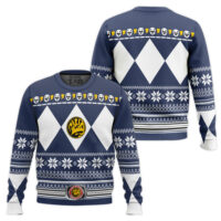 Hooktab Blue Ranger Mighty Morphin Power Ranger Ugly Christmas Sweater