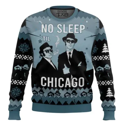Blues Brothers No Sleep Til Chicago Ugly Christmas Sweater