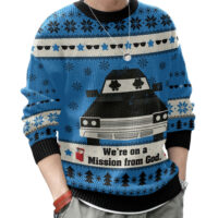 Hooktab Blues Brothers We're On A Mission From God Ugly Christmas Sweater